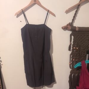 Gap Faux Suede Grey Spaghetti Strap Paper bag Dress